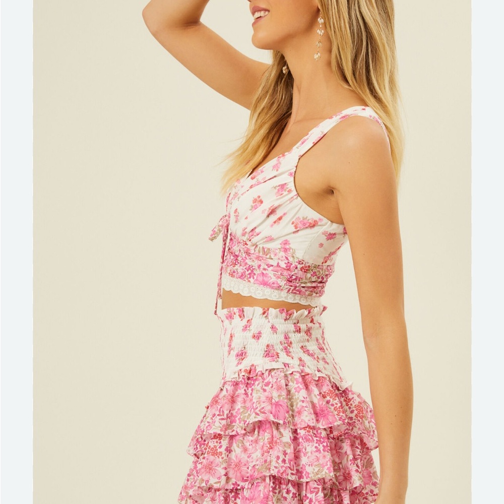 Altar'd State Pink Floral Crop Top Small and Skirt Set Medium. Worn once - Picture 3 of 7